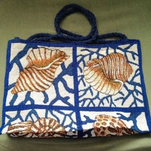 Handmade Sea Shell Canvas Hand Bag